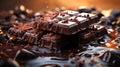 Closeup Dark chocolate. Generative Ai