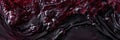 A closeup of the dark cocoacolored water swirling around the bright bursts of berry juice