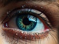 Closeup of Dark Gray Eye with Water Droplets - AI Generated