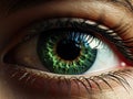 Closeup of Dark Green Eye with Film Grain - AI Generated