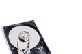 Closeup data recording media in 3.5-inch computer hard disk isolated on white background