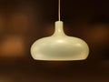 Decorate home ceiling white lamp on blurry brown background