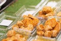 Closeup of Deep Fried Crab Meat Rolls, thai street food market Royalty Free Stock Photo