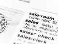 Closeup of the definition of the word sales