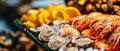 Closeup Of A Delectable Seafood Feast, Fresh From The Ocean Royalty Free Stock Photo