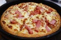 Closeup of Delicious Bacon and Cheese Pizza Royalty Free Stock Photo