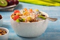 Closeup delicious breakfast of fruit salad and yogurt Royalty Free Stock Photo