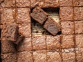 Closeup of delicious brownie cakes