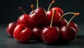 Closeup of delicious cherries. AI generated