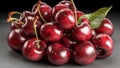 Closeup of delicious cherries. AI generated