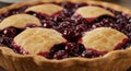 Closeup of a Delicious Cherry Pie with Golden Crust Royalty Free Stock Photo