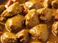 a closeup of delicious chicken stew with vegetables and sauce Royalty Free Stock Photo