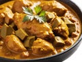 a closeup of delicious chicken stew with vegetables and sauce Royalty Free Stock Photo