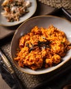 Closeup of delicious food served on a table in a restaurant Royalty Free Stock Photo