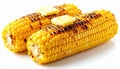 Closeup of delicious grilled corn on the cob on a clean white background delicious Royalty Free Stock Photo