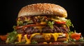 closeup of a delicious hamburger