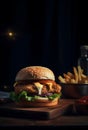 Closeup of delicious hamburger with delicious ingredients Royalty Free Stock Photo