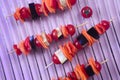 Closeup of delicious Vegetable kabobs on a table Royalty Free Stock Photo