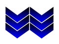 Closeup, Design three right arrow dark blue glyph icon isolated white background. forward functions in media applications.