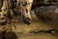 Closeup and detail of amazing stalactite in cave