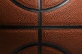 Closeup detail of basketball ball texture background. Team sport concept. Sports background for product display, banner, or mockup Royalty Free Stock Photo