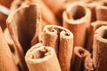 Closeup detail - Heap of cinnamon bark sticks Royalty Free Stock Photo