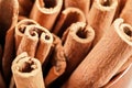 Closeup detail - Heap of cinnamon bark sticks Royalty Free Stock Photo