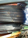 Closeup Detail of Mast Rings on an Old Wooden Sailing Ship Royalty Free Stock Photo