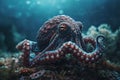 Perfect octopus in the blue ocean water. Royalty Free Stock Photo