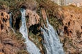 detail view of a Duden waterfall, a water stream breaks from a high cliff - this is a very popular place for tourists and Royalty Free Stock Photo