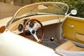 closeup Detail of vintage Cabriolet convertible interior, retro sport car cabrio parked on street, part of Oldtimer car collection Royalty Free Stock Photo