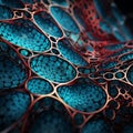 Art Nouveau Inspired 3d Biological Tissue Images In Blue, Red, And Black Royalty Free Stock Photo
