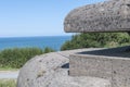 Closeup details of the Allied landing sites, German coastal batteru in Normandy, France