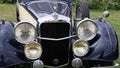 Closeup of details of black vintage historic Alvis TC 21 car