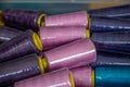 Closeup of the details of the colorful threads in a shop