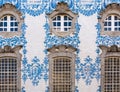 Closeup of the details of the facade of Carmo church in Porto, Portugal