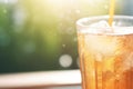 closeup of dew on iced tea glass outdoors Royalty Free Stock Photo