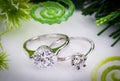 Diamond wedding rings on white background Royalty Free Stock Photo