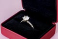Closeup of diamond ring in box Royalty Free Stock Photo