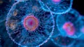 A closeup of a diatom a singlecelled algae glowing under UV light due to the presence of red phycoerythrin pigments