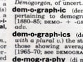 Closeup of the dictionary definition of the word demographics