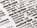 Closeup of the dictionary definition of the word motivation Royalty Free Stock Photo