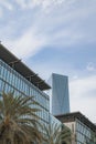 Closeup of a DIFC Dubai The Gate under the blue sky Royalty Free Stock Photo