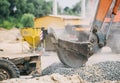 Closeup of digger excavator bucket bulldozer shovel detail Royalty Free Stock Photo