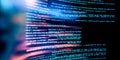 Closeup digital code on computer screen. Lines of programming language visible, technology, cybersecurity concepts. Colors range Royalty Free Stock Photo
