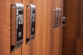 Closeup of digital locker in modern changeroom with numbers Royalty Free Stock Photo