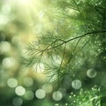 Closeup of dill flowers in the sunlight. Selective focus. Royalty Free Stock Photo