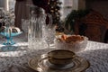 Closeup of dining room table at Christmastime Royalty Free Stock Photo