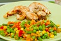 Closeup of Dinner Plate with Grilled White Fish