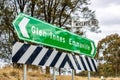 Closeup of a directional sign Glen Innes, Emmaville in New South Wales, Australia